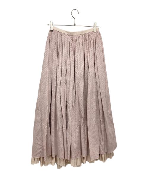 DRAWER（ドゥロワー）DRAWER (ドゥロワー) カラミレースギャザーロングスカート ピンク サイズ:38の古着・服飾アイテム