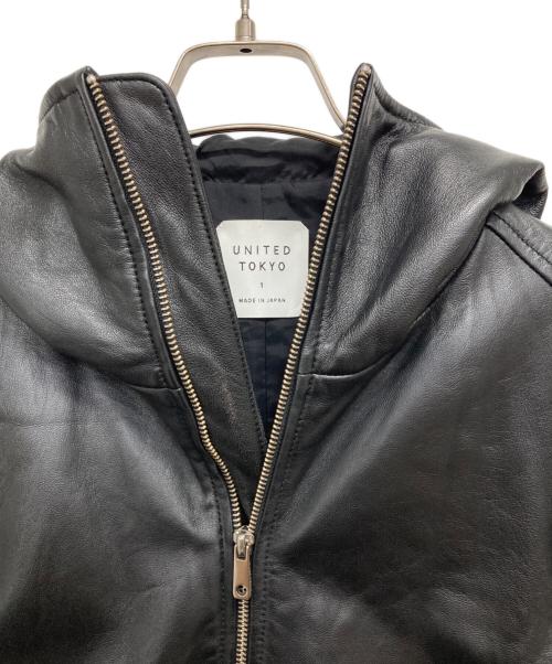 UNITED TOKYO（ユナイテッドトーキョー）UNITED TOKYO (ユナイテッドトーキョー) ラムレザーハイネックフードブルゾン ブラック サイズ:１の古着・服飾アイテム