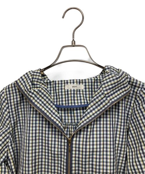 YORI（ヨリ）YORI (ヨリ) ギンガムチェックパーカー ネイビー サイズ:Fの古着・服飾アイテム