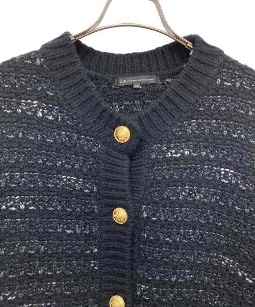 23区（ニジュウサンク）23区 (ニジュウサンク) ツイードニット ジャケット ブラック サイズ:44の古着・服飾アイテム