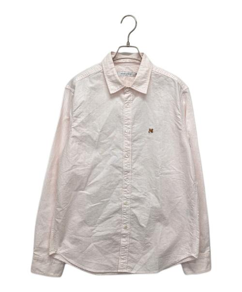maison kitsune（メゾンキツネ）MAISON KITSUNE (メゾンキツネ) FOX HEAD EMBROIDERY SHIRT/ストライプシャツ ホワイト サイズ:M 未使用品の古着・服飾アイテム