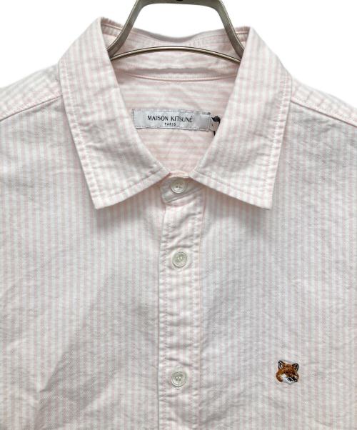 maison kitsune（メゾンキツネ）MAISON KITSUNE (メゾンキツネ) FOX HEAD EMBROIDERY SHIRT/ストライプシャツ ホワイト サイズ:M 未使用品の古着・服飾アイテム