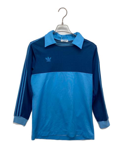 adidas（アディダス）adidas (アディダス) 80’s切替ゲームシャツ ブルー サイズ:Lの古着・服飾アイテム