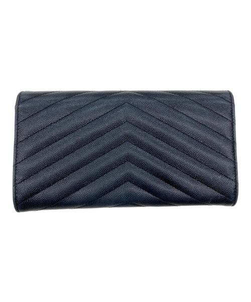 Saint Laurent Paris（サンローランパリ）Saint Laurent Paris (サンローランパリ) YSLロゴラージフラップVステッチ ネイビーの古着・服飾アイテム