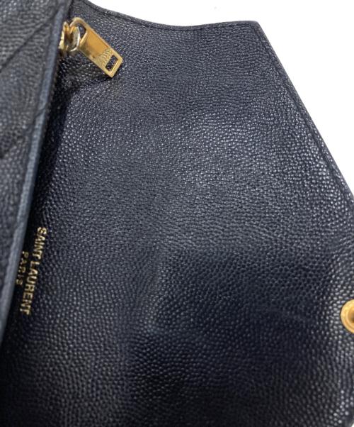 Saint Laurent Paris（サンローランパリ）Saint Laurent Paris (サンローランパリ) YSLロゴラージフラップVステッチ ネイビーの古着・服飾アイテム