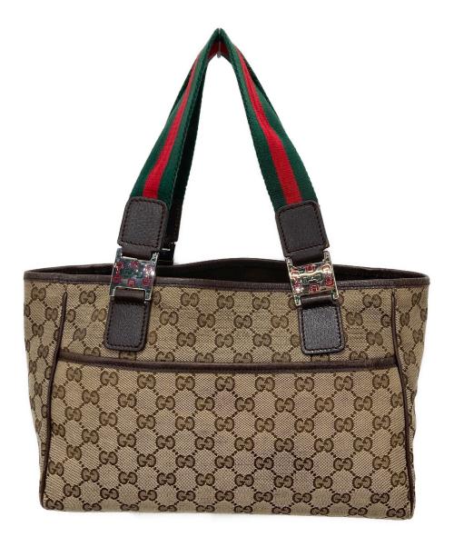GUCCI（グッチ）GUCCI (グッチ) シェリーラインGG柄トートバッグ ベージュの古着・服飾アイテム
