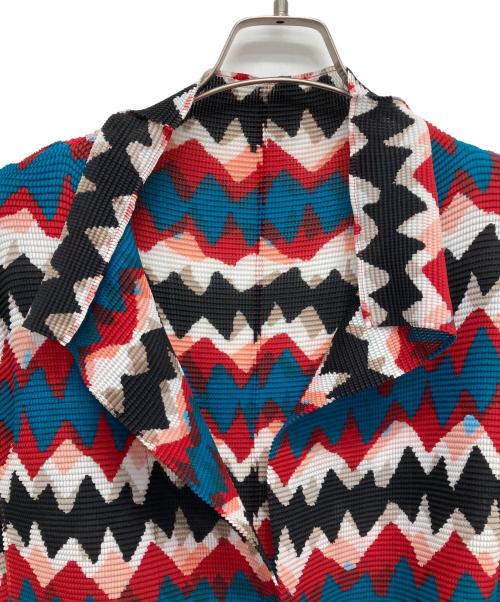 me ISSEY MIYAKE（ミーイッセイ ミヤケ）me ISSEY MIYAKE (ミーイッセイ ミヤケ) 総柄ハイネックプリーツブラウス/カットソー マルチカラー サイズ:表記無しの古着・服飾アイテム