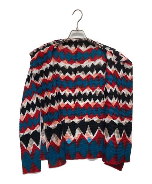 me ISSEY MIYAKE（ミーイッセイ ミヤケ）me ISSEY MIYAKE (ミーイッセイ ミヤケ) 総柄ハイネックプリーツブラウス/カットソー マルチカラー サイズ:表記無しの古着・服飾アイテム