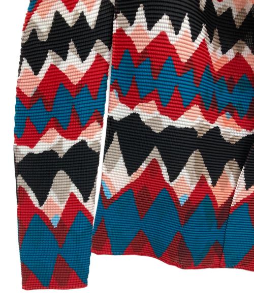 me ISSEY MIYAKE（ミーイッセイ ミヤケ）me ISSEY MIYAKE (ミーイッセイ ミヤケ) 総柄ハイネックプリーツブラウス/カットソー マルチカラー サイズ:表記無しの古着・服飾アイテム