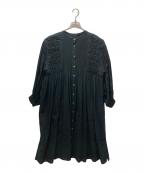 tumuguツムグ）の古着「ハンド刺繍コットンモス2WAYワンピース」｜ブラック