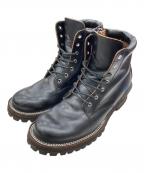 SLOWWEARLIONスローウェアライオン）の古着「オイルドレザープレーンMIDブーツ」｜ブラック