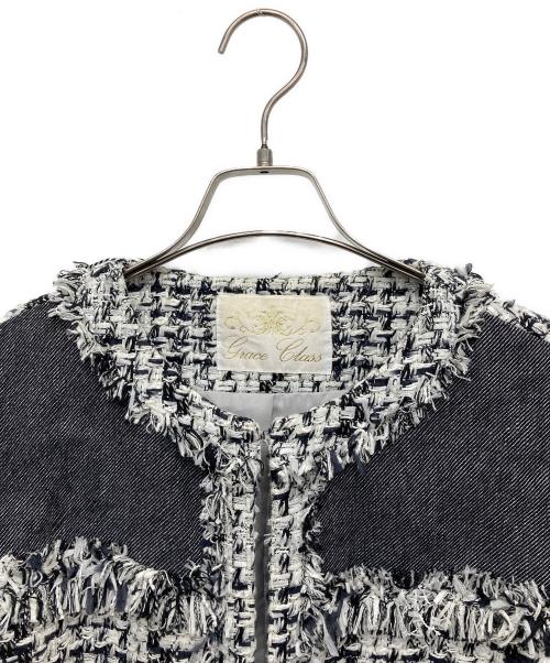 GRACE CLASS（グレースクラス）GRACE CLASS (グレースクラス) デニム切替ツイードコート ブラック サイズ:SIZE38の古着・服飾アイテム