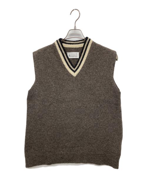 Maison Margiela（メゾンマルジェラ）Maison Margiela (メゾンマルジェラ) Vネックウールベスト ブラウン サイズ:Lの古着・服飾アイテム