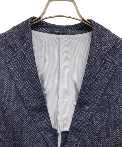 ARMANI COLLEZIONI（アルマーニ コレツィオーニ）ARMANI COLLEZIONI (アルマーニ コレツィオーニ) ヘリンボーンテーラードジャケット ネイビー サイズ:表記無しの古着・服飾アイテム