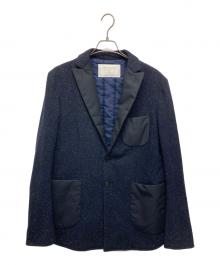 Casely-Hayford×TOMORROW LAND（ケイスリーヘイフォード×トゥモローランド）の古着「ツイード切替テーラードジャケット」｜ネイビー
