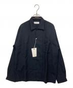 MARKAマーカ）の古着「TUMBLED WOOL SERGE OPEN COLLAR SHIRT」｜ブラック