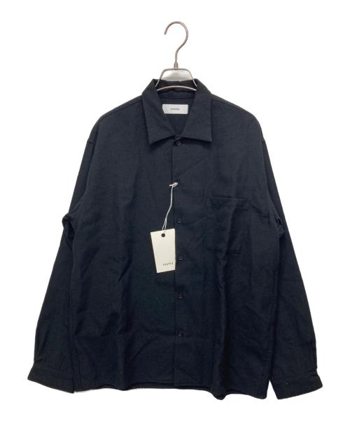MARKA（マーカ）MARKA (マーカ) TUMBLED WOOL SERGE OPEN COLLAR SHIRT ブラック サイズ:1 未使用品の古着・服飾アイテム