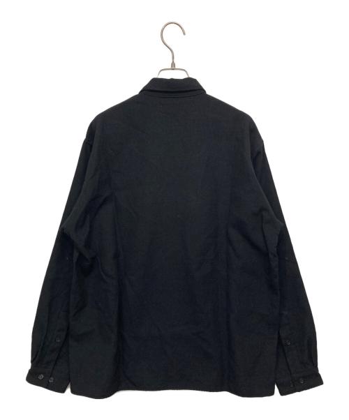 MARKA（マーカ）MARKA (マーカ) TUMBLED WOOL SERGE OPEN COLLAR SHIRT ブラック サイズ:1 未使用品の古着・服飾アイテム