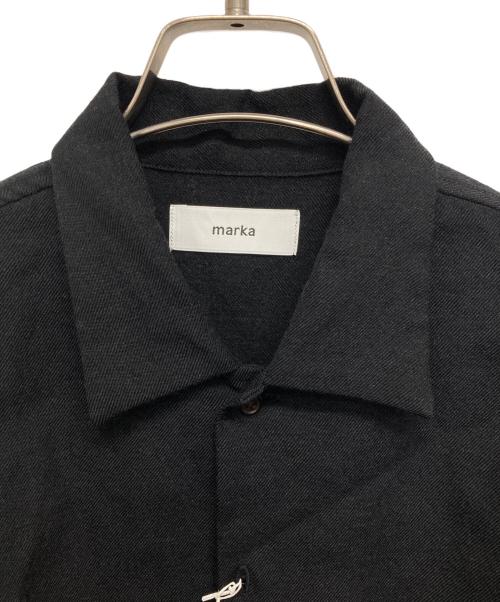 MARKA（マーカ）MARKA (マーカ) TUMBLED WOOL SERGE OPEN COLLAR SHIRT ブラック サイズ:1 未使用品の古着・服飾アイテム