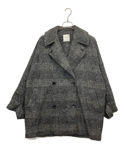 Spick and Span（スピック＆スパン）Spick and Span (スピックアンドスパン) Wスライバーチェックハーフコート グレー サイズ:38の古着・服飾アイテム
