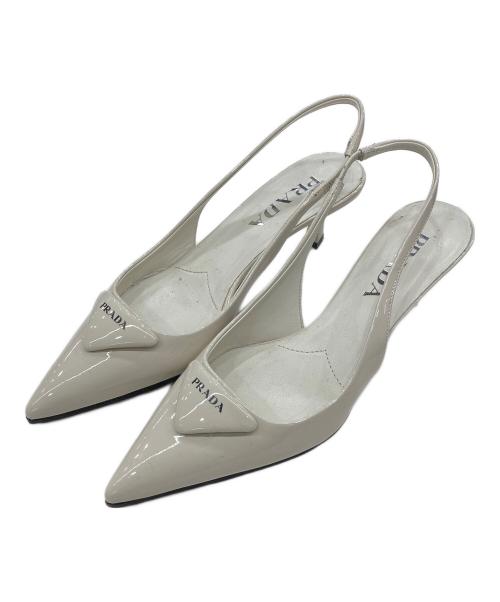 PRADA（プラダ）PRADA (プラダ) スリングバッグパンプス アイボリー サイズ:SIZE35 1/2の古着・服飾アイテム