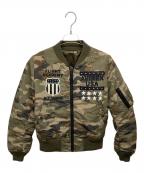 AVIREXアヴィレックス）の古着「ワッペン刺繍リバーシブルフライトジャケット」｜カーキ