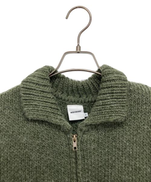WISH FOREVER（ウィッシュフォーエバー）WISH FOREVER (ウィッシュフォーエバー) DETROIT WOOL BLEND KNIT JACKET グリーン サイズ:Mの古着・服飾アイテム