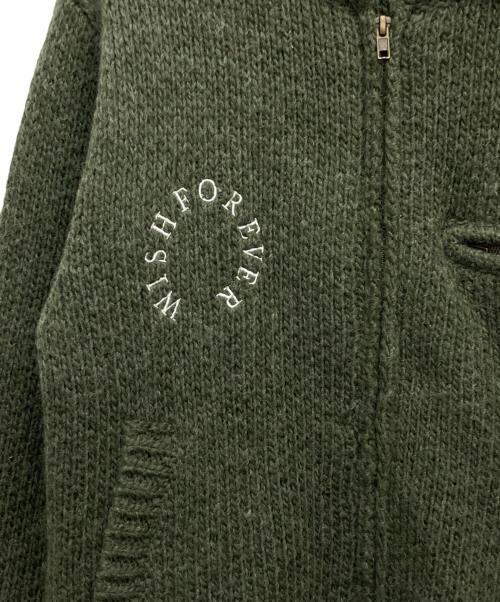 WISH FOREVER（ウィッシュフォーエバー）WISH FOREVER (ウィッシュフォーエバー) DETROIT WOOL BLEND KNIT JACKET グリーン サイズ:Mの古着・服飾アイテム