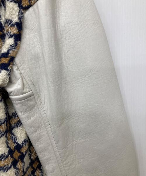 JUNYA WATANABE COMME des GARCONS（ジュンヤワタナベ コムデギャルソン）JUNYA WATANABE COMME des GARCONS ((ジュンヤワタナベ コムデギャルソン) チェック柄ライダースコート ホワイト サイズ:Sの古着・服飾アイテム