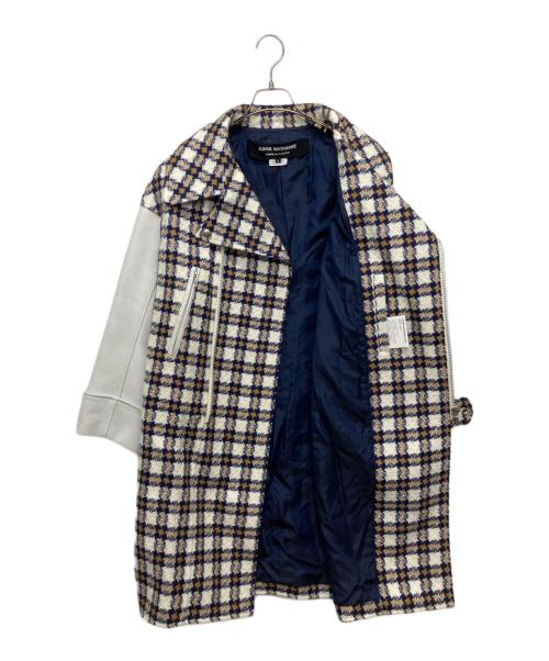 JUNYA WATANABE COMME des GARCONS（ジュンヤワタナベ コムデギャルソン）JUNYA WATANABE COMME des GARCONS ((ジュンヤワタナベ コムデギャルソン) チェック柄ライダースコート ホワイト サイズ:Sの古着・服飾アイテム