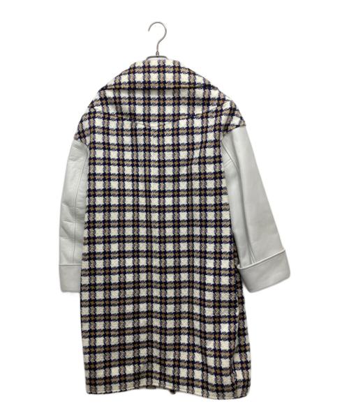 JUNYA WATANABE COMME des GARCONS（ジュンヤワタナベ コムデギャルソン）JUNYA WATANABE COMME des GARCONS ((ジュンヤワタナベ コムデギャルソン) チェック柄ライダースコート ホワイト サイズ:Sの古着・服飾アイテム