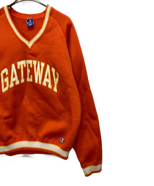 Champion（チャンピオン）Champion (チャンピオン) 90’sVネックカレッジロゴスウェット オレンジ サイズ:XLの古着・服飾アイテム