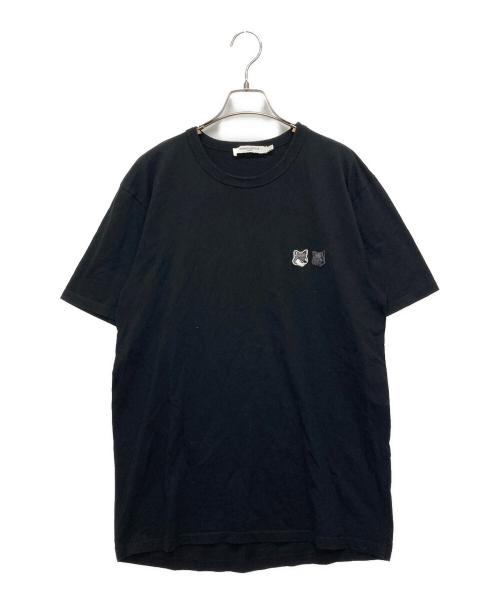 maison kitsune（メゾンキツネ）MAISON KITSUNE (メゾンキツネ) キツネ刺繍Tシャツ ブラック サイズ:Lの古着・服飾アイテム