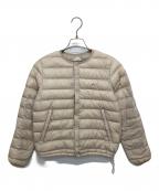 DANTONダントン）の古着「ノーカラーダウンジャケット」｜ベージュ