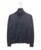 Zanoneザノーネ）の古着「5ゲージウールソリッドスタンドカラーニットカーディガン」｜ブラック