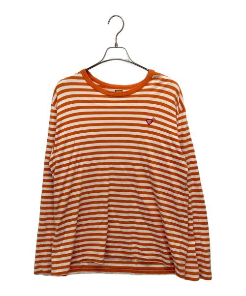 HUMAN MADE（ヒューマンメイド）HUMAN MADE (ヒューマンメイド) ハートロゴボーダーカットソー オレンジ サイズ:XLの古着・服飾アイテム
