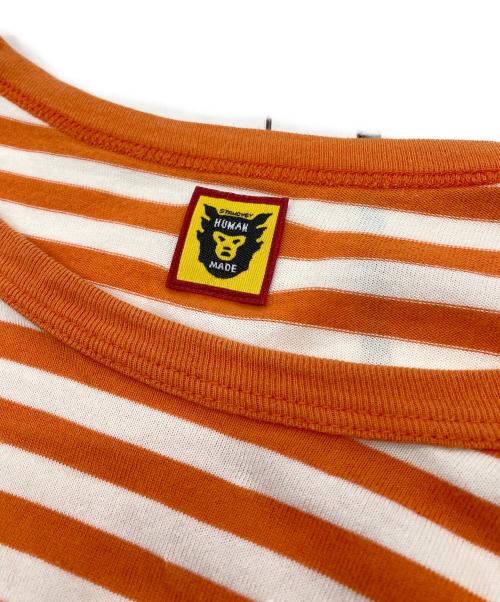 HUMAN MADE（ヒューマンメイド）HUMAN MADE (ヒューマンメイド) ハートロゴボーダーカットソー オレンジ サイズ:XLの古着・服飾アイテム