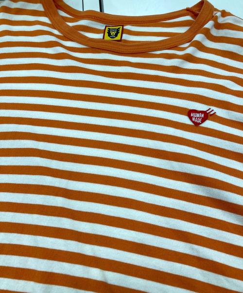HUMAN MADE（ヒューマンメイド）HUMAN MADE (ヒューマンメイド) ハートロゴボーダーカットソー オレンジ サイズ:XLの古着・服飾アイテム