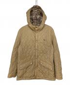 BURBERRY BLUE LABELバーバリーロンドンブルーレーベル）の古着「キルティング中綿フーデッドジャケット」｜ブラウン