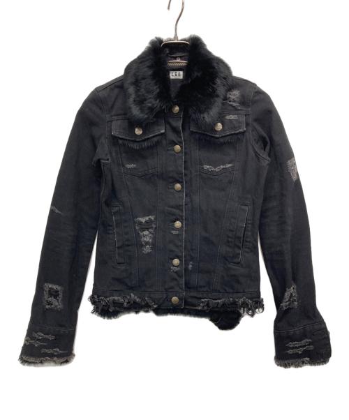 L.G.B（ルグランブルー）L.G.B (ルグランブルー) ファー襟ダメージデニムジャケット ブラック サイズ:Sの古着・服飾アイテム