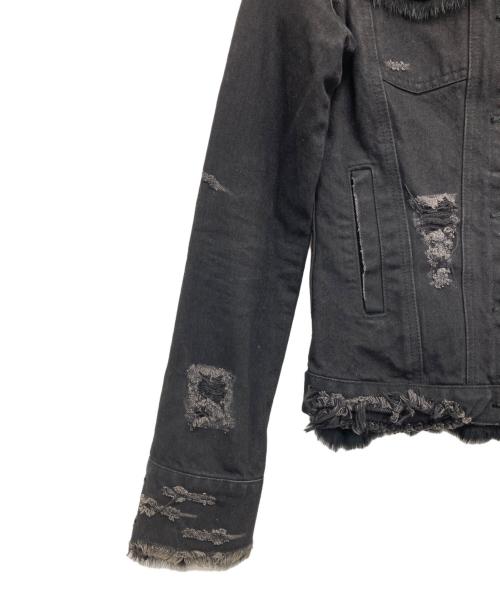 L.G.B（ルグランブルー）L.G.B (ルグランブルー) ファー襟ダメージデニムジャケット ブラック サイズ:Sの古着・服飾アイテム