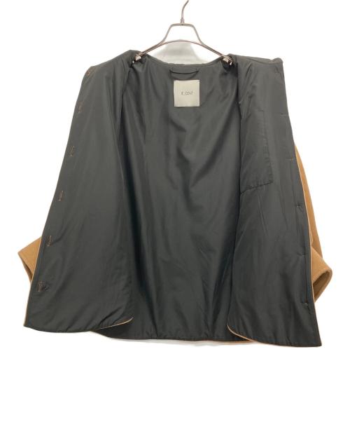 T coat（ティーコート）T COAT (ティーコート) T40 VELOURウールメルトンステンカラーコート ブラウン サイズ:40の古着・服飾アイテム
