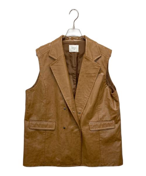 Ameri（アメリ）Ameri (アメリ) CRASH FAKE LEATHER N/S JACKET ブラウン サイズ:Freeの古着・服飾アイテム