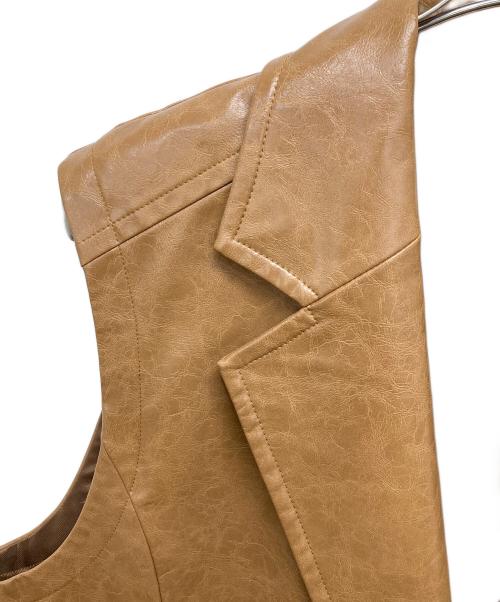 Ameri（アメリ）Ameri (アメリ) CRASH FAKE LEATHER N/S JACKET ブラウン サイズ:Freeの古着・服飾アイテム