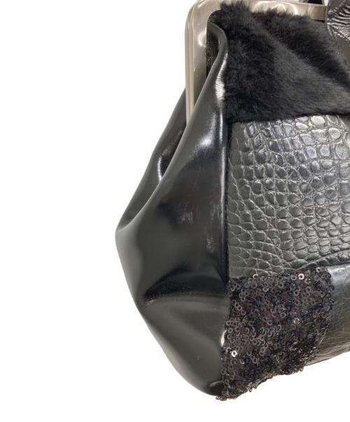 JUNYA WATANABE COMME des GARCONS（(ジュンヤワタナベ コムデギャルソン）JUNYA WATANABE COMME des GARCONS ((ジュンヤワタナベ コムデギャルソン) パッチワークがま口ハンドバッグ ブラックの古着・服飾アイテム