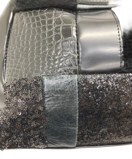 JUNYA WATANABE COMME des GARCONS（(ジュンヤワタナベ コムデギャルソン）JUNYA WATANABE COMME des GARCONS ((ジュンヤワタナベ コムデギャルソン) パッチワークがま口ハンドバッグ ブラックの古着・服飾アイテム