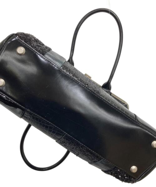 JUNYA WATANABE COMME des GARCONS（(ジュンヤワタナベ コムデギャルソン）JUNYA WATANABE COMME des GARCONS ((ジュンヤワタナベ コムデギャルソン) パッチワークがま口ハンドバッグ ブラックの古着・服飾アイテム