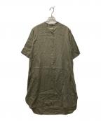 MARGARET HOWELLマーガレットハウエル）の古着「リネン半袖ワンピース」｜カーキ