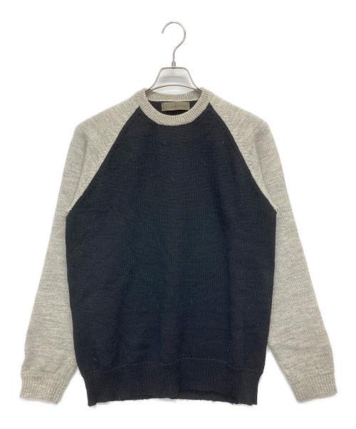 Y's for men（ワイズフォーメン）Y'S for men (ワイズフォーメン) ウールラグランニット ブラック×グレー サイズ:34の古着・服飾アイテム