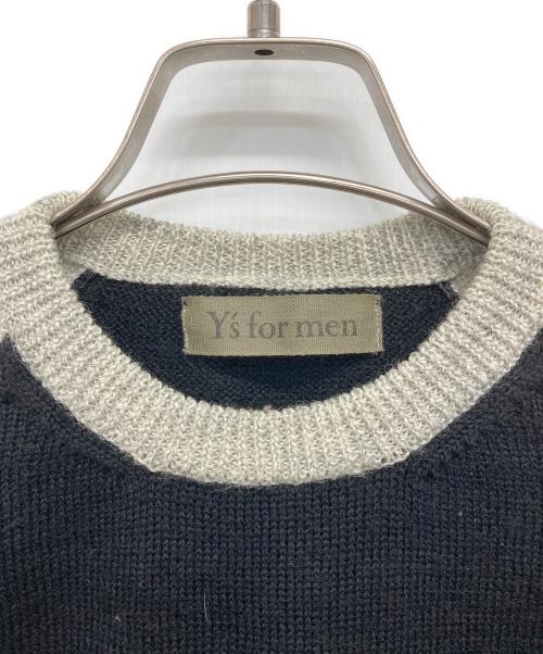 Y's for men（ワイズフォーメン）Y'S for men (ワイズフォーメン) ウールラグランニット ブラック×グレー サイズ:34の古着・服飾アイテム